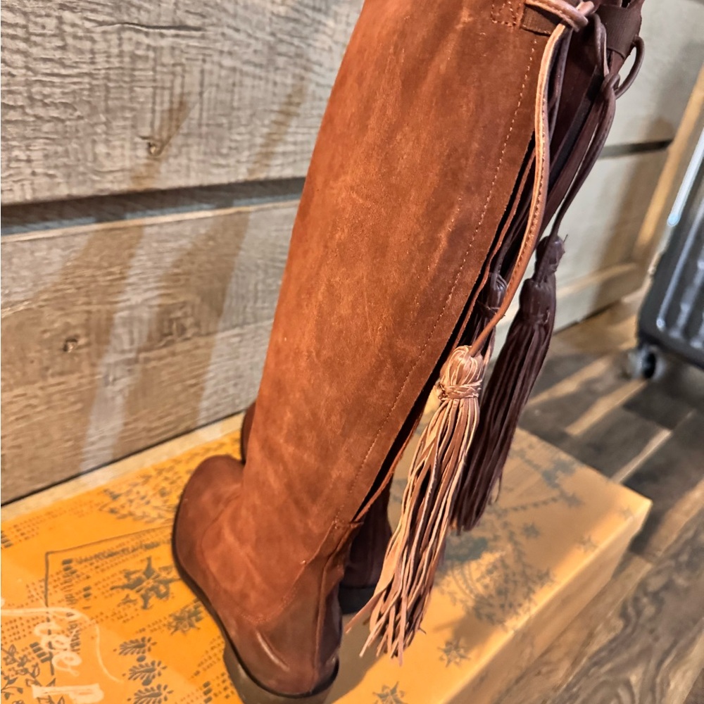 Free People Rich Burgundy Suede Riding Boots - Picture 6 of 7
